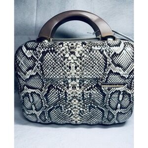 Marcy McKenna Jet Setter Beauty Case Train Case Snakeskin NWT Travel Cosmetic